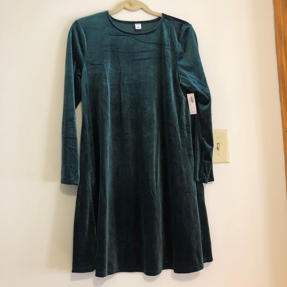 old navy green velvet dress